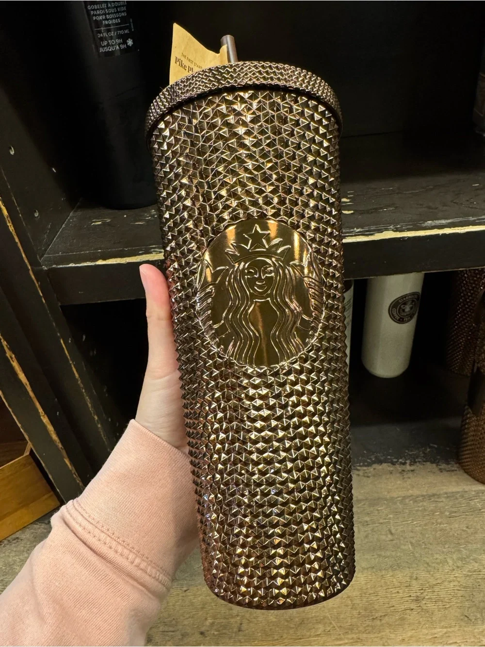 First Starbucks Metallic Gold Studded Tumbler